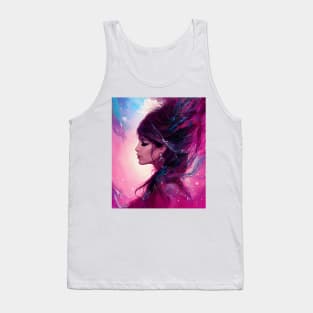 Beautiful Woman in Water Color Flow Tank Top